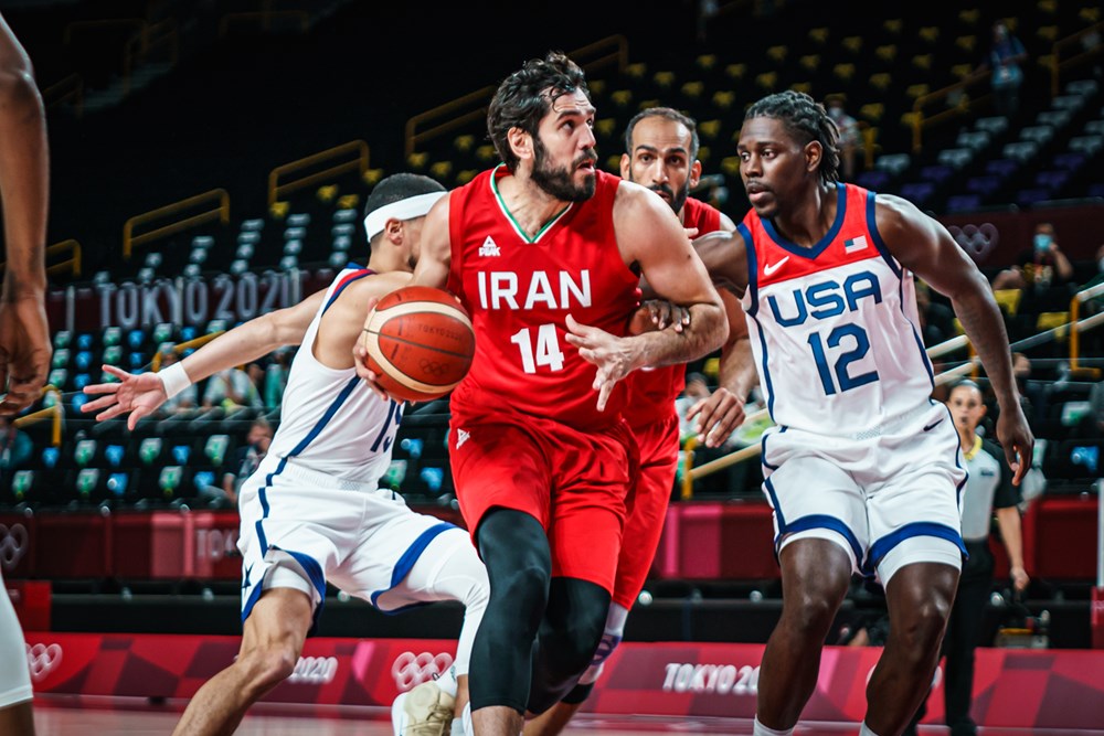 صمد نیکخواه بهرامی حامد حدادی تیم ملی بسکتبال ایران آمریکا