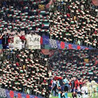 أعلام فلسطين حاضرة بين جماهير إشبيلية الإسباني