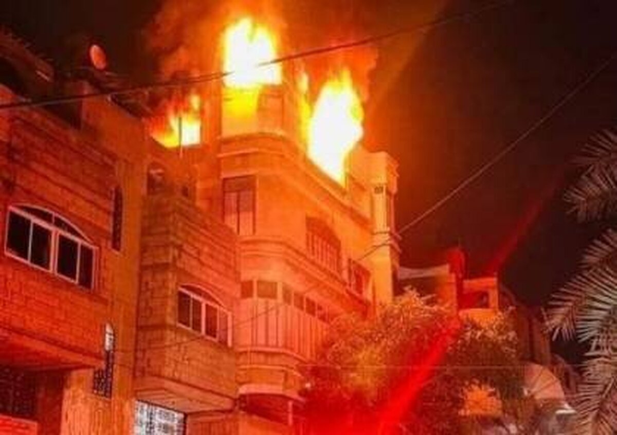 جان باختن ۲۱ تن در آتش‌سوزی یک مجتمع مسکونی غزه