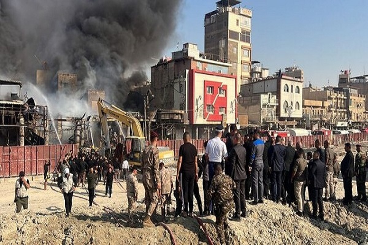 وقوع آتش‌سوزی در نزدیکی آستان مقدس حسینی در کربلا+ فیلم